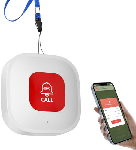 WiFi Smart SOS Alert Button for Elderly & Patients,Smart SOS Wireless Emergency Call System with App,Wifi Elderly Panic Call Button AlarmRechargeable & No Monthly Fees (2.4GHz Only)WiFi Smart SOS Aler