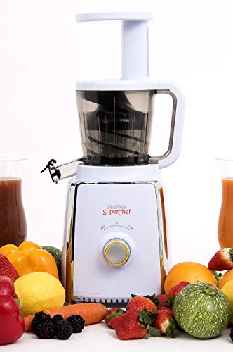 Licuadora extracción lenta Superchef SL100 para frutas y verduras. Extractor de prensado lento, extractor de zumos, 1 litro de capacidad, silencioso.