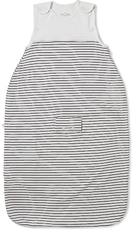 MORI Baby Clever Sleeping Bag in Grey Stripe - Unisex Toddler Organic Cotton and Bamboo Fabric - 0.5 Tog Ideal for Warm Weather - One Size