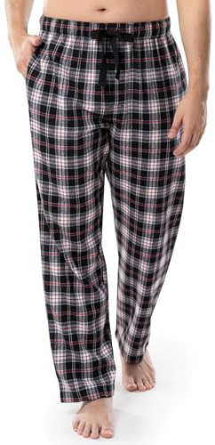 Fruit of The Loom Men's Yarn-dye Woven Flannel Pajama Pant, Black Plaid, Medium