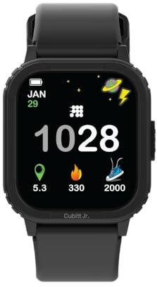 Cubitt Jr. Smartwatch Fitness Tracker for Kids and Teens with Games, Step Counter, Sleep Monitor, Heart Rate Monitor, Calculator, Activity Tracking, 1.75AMOLED Touchscreen,Waterproof – Obsidian Black