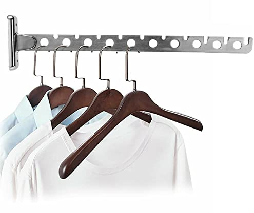 10 Löchern Kleiderlüfter Edelstahl Kleiderhaken Klappbar Kleiderhänger 20Kg Tragkraft Kleiderstange Wandmontage Stabile 180° Drehbar Klapphaken Wand für Waschküche Schlafzimmer Badezimmer