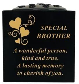 David Fischhoff Graveside Memorial Black & Gold Rose Bowl with Hearts - Special Brother