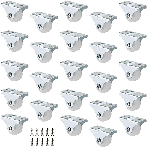 CHUEHKAK 24 Stück 25mm Bockrollen Möbelrollen Kleinmit Schrauben Satz Mini Rollen Nicht Schwenkba, Einkaufswagen, Werkzeugkisten und Flightcases Rollen für Möbel Klein
