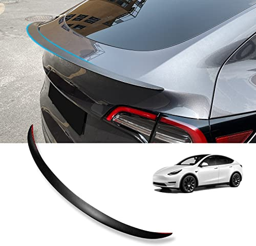 pour Tesla Model Y Spoiler Aileron en Fibre de Carbone, Aileron de Coffre arrière Compatible avec Model Y (Fibre de Carbone Mate)