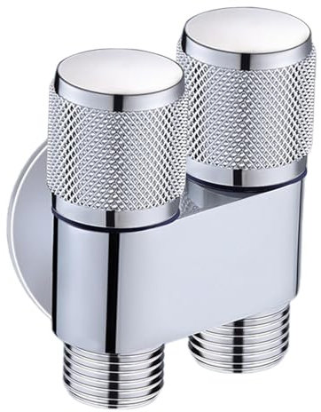 JISADER Válvula de Control Doble 1 en 2 Salidas, Válvula Divisora de Agua G1/2, Válvula de ángulo de Control Doble 1 en 2 Salidas para Inodoro de Ducha Bidé, PLATA