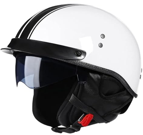 Halvhjälmar Motorcykel Open Face-hjälmar Brain - Cap Motorcykelhjälm med nedfällbart solskydd Retro Open Face-hjälm ECE-certifierad Cruiser Chopper Scooter Jet-hjälm(1,M(57~58CM))
