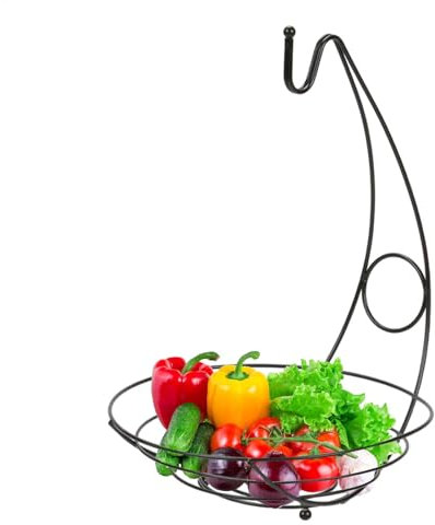 Pcingsia Cesto portaoggetti per frutta e verdura, con gancio per banane, elegante cesto per frutta e verdura, organizer da bancone