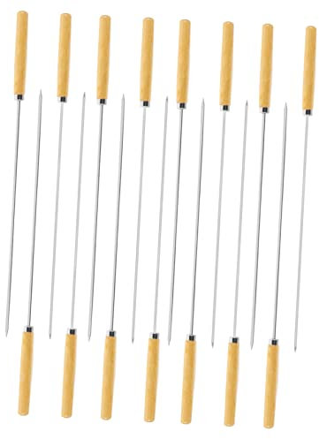 YARNOW 1 Impostato Da Barbecue in Acciaio Inossidabile Spiedini Piatti Spiedini in Metallo Per Grigliare Spiedo Spiedini Per Barbecue in Acciaio Inossidabile Bastoni Legno