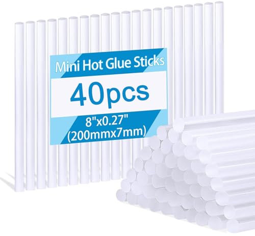 UCLEVER Lot de 40 Colle Chaude 7 x 200 mm, Bâton de Colle Transparents Universels pour Pistolet à Colle Chaude, Bâtonnets de Colle Chaude Séchage Rapide pour Bricolage, Artisanat, Réparations