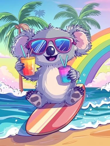 Bimkole 5D Diamond Paintinger För Vuxna Koala, Full Borrmålning Gör-det-själv Strass Broderi Set Färg Med Diamanter Kit Djur Korsstygn Hem Vägg Hantverk Dekoration 30x40 cm