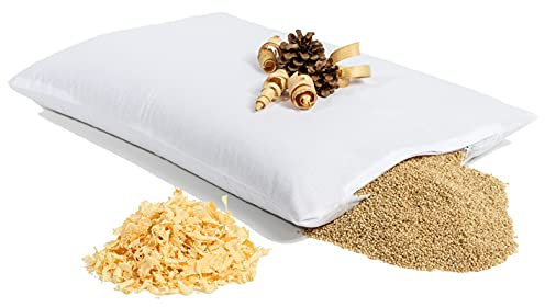 HIMMELGRÜN Zirbenkissen mit Bio Hirseschalen - Zirben Kissen - Handgemacht im Bregenzerwald - 40x60cm, Weiß mit Zipp