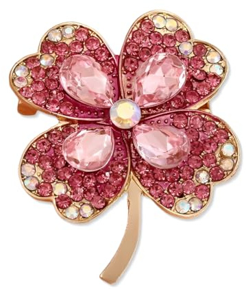 THQAE Trèfle à Quatre Feuilles Broche, Broche de Cristal Vintage, pour Femme Chapeau Sac Mariage Anniversaire éléGant Robe Accessoires