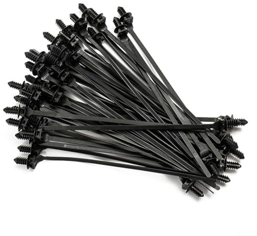 Paquete de 100 bridas de nailon con clip de presión liberadas para correas de cremallera, paquetes de cierres de tuberías, ideales para gestión de paquetes de cables automotrices