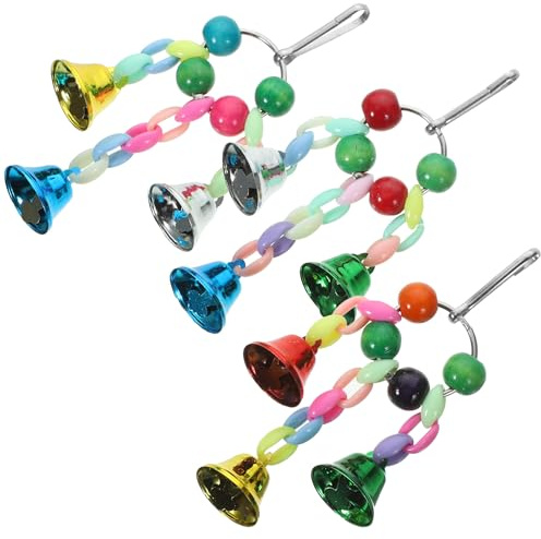 BCOATH Campanelli Colorati 3 Pezzi in Metallo e Acrilico Giochi per Pappagalli Accessori Resistenti Colore Casuale per Uccelli Domestici e Parrocchetti