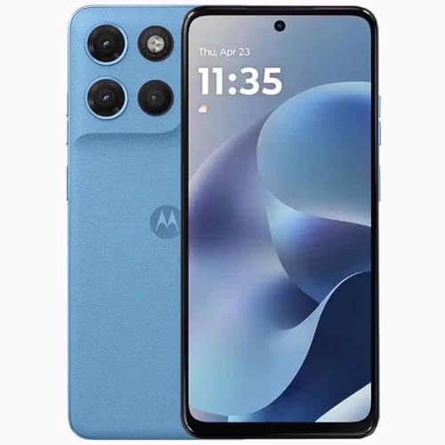 Motorola Moto G17 Double SIM 128 Go ROM + 4 Go de RAM (GSM uniquement, pas de CDMA) Smartphone 4G/LTE débloqué en usine (Pantone Alaskan Blue) - Version internationale
