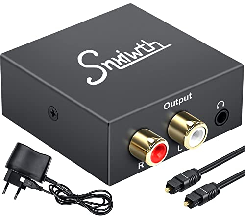 Snxiwth Audio Konverter Digital auf Analog Wandler Koaxial Optischer zu Analog Stereo Audio RCA L/R und 3,5 mm Klinke Audio Decoder für PS3, Xbox, HD DVD, TV