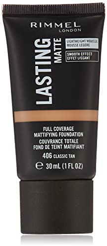 Rimmel Lasting Matte Full Coverage Light-weight Foundation 30ml, 406 Classic Tan