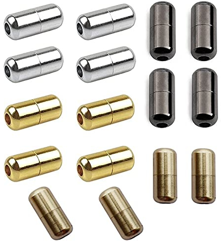 Hezhou 16 Piezas Cierres Metal Cápsula Hebillas de Cordones Elásticos Perezosos Conector sin Lazo para Zapatos