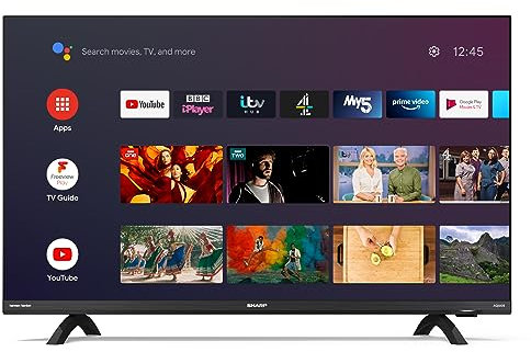 SHARP 32DI3KA Frameless 32 inch 720p Smart Android TV with Freeview HD, Google Assistant, Google Chromecast, 3 x HDMI, 3 x USB and Bluetooth - Black