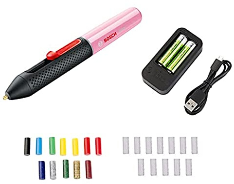 Bosch 70-Piece Gluey Transparent Glue Sticks & Home and Garden Cordless Hot Glue Pen Gluey