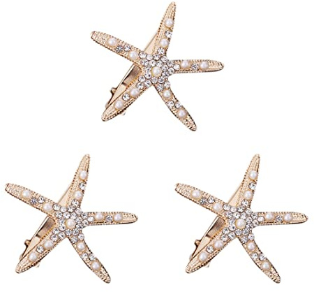 SIOPPKIK 3 unids metal horquillas de estrellas de mar retro pinza de pelo francés Sea Star horquillas pinzas Star Barrettes Styling accesorios para el cabello para mujeres niñas