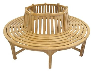 Antike Fundgrube Baumbank Rundbank Teakholz 4 Viertelkreiselemente unbehandelt Ø 220cm -10713-