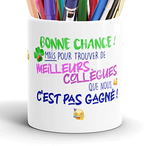 Pot à Crayons Humour Collègue Pas Gagné Idée Cadeau Original Amitié Message Drôle Stylo pour Départ en Retraite Mutation Travail Pot pour Ami Homme Femme. Noël Anniversaire Fête Souriez au Bureau