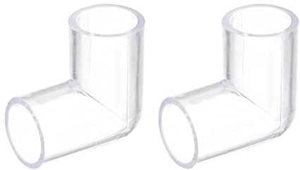 sourcing map 2uds Transparente Acrílico Tubería Codo, 20mm/0,79 2 Vías Codo Tubería Montaje Adaptador para Acuarios Agua Peces Tanque