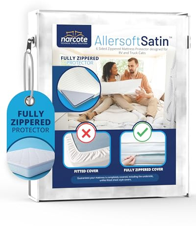 RV 6 Sided Zippered Mattress Protector with Secure Locking Zipper 28x72. Creates a Natural Seal Around Your Mattress from Dust, Pet Dander, Pollen, Liquids & More. Oeko-Tex Cert