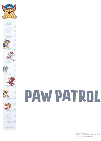 roba Messlatte für Kinder Paw Patrol - Skala von 70 cm bis 150 cm für Mädchen & Jungen - Kindermesslatte für Kinderzimmer - Holz weiß/blau…