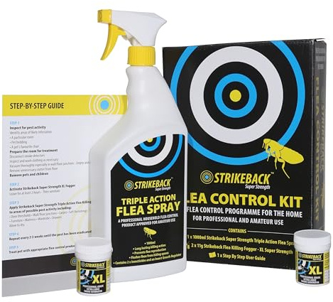 Strikeback Super Strength Household Flea Control Kit - Complete Flea Management with Foggers & Spray, Professional Grade