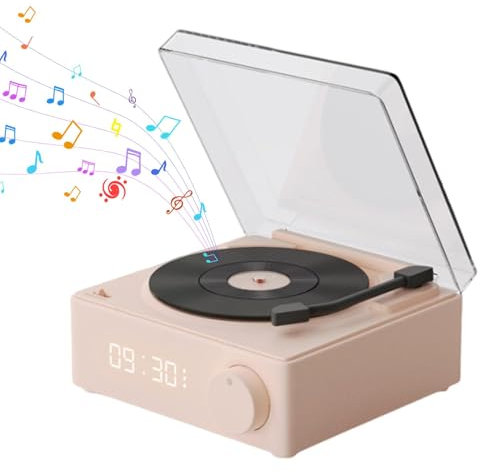 Haut-parleurs rotatifs intelligents pour tourne-disque vertical portable | Haut-parleur sans fil avec réveil pour patio, activités de plein air, chambre