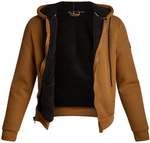 Spyder Sweat à Capuche en Fourrure Sherpa pour Homme - Fermeture éclair intégrale - Léger et Doux - Doublure Sherpa - Tricot gaufré, Selle, Large
