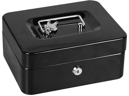 Tragbarer Safe Tresor,Feuerfest Wasserdicht mit Schlüssel, Kleiner Tresor für Zuhause mit Griff, Feuerfeste Dokumentenbox Feuerfester Tresor für Bargeld Medikamente Schmuck A4 Dok (Black)