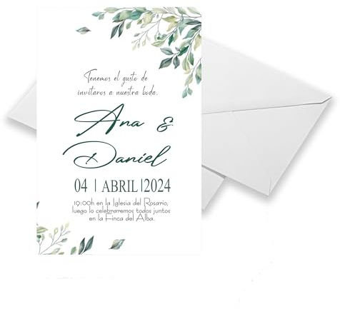 Didart Handmade Invitaciones de Boda Personalizadas. Pack 27 uds. Sobres Invitaciones Boda Incluidos. Tarjetas Estudio 14x9 cm. Papel Fotográfico 250 gr. Tarjetas Agradecimiento