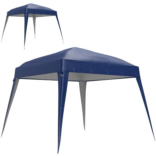 Outsunny Toile de Rechange pour pavillon Pliant Toile de tonnelle 3 x 3 m (Base)/ 2.4 x 2.4 m (Haut), Protection Solaire UPF50+, Toile Inclus Uniquement, Bleu foncé