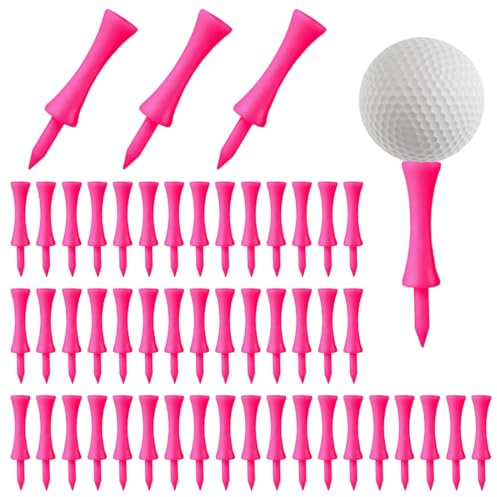 CATOR 50 Pezzi Tee Golf Rosa 72mm, Plastica Pratica Tee Golf, Tee da Golf Professional, Tee Golf Resistente, Tee Golf Durevole, Tee Golf Alta qualità, Tee da Golf Castello, Allenamento Golf, Tee Golf