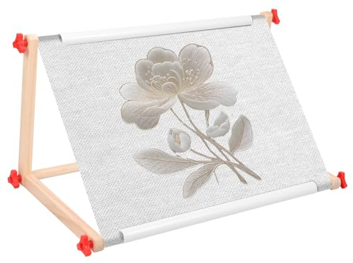 Embroidery Table Stand Wooden Embroidery Scroll Frame Cross Stitch Hoop Holder Needlepoint Holder Hands-Free Cross Stitch Arts Crafts Lap Table Stand Sewing Stitching Supplies Craft Tool(53cm)