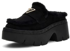 GUESS Mocassins à plateforme avec cuir synthétique, semelle épaisse, noir, style Chunky, Noir , 36 EU