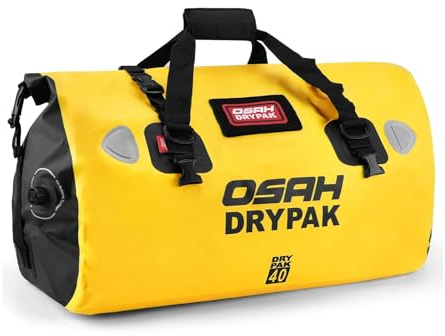 CommerceXone Borsa Moto Impermeabile 25/40/60L – Borsa Posteriore da Sella in PVC con Tasca Esterna a Rete per Viaggi e Outdoor