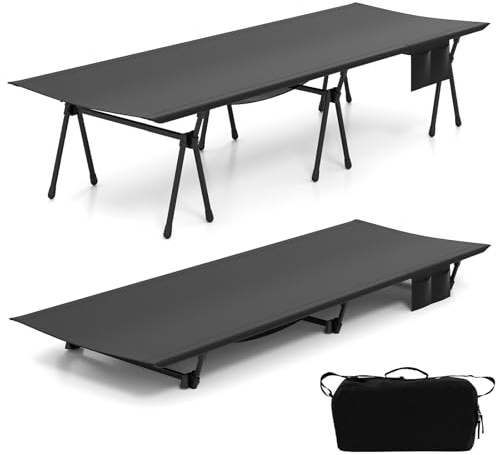 GOPLUS Cama de Camping Ajustable en Altura, Cama de Campo Estable con Soportes Telescópicos, Bolsa de Almacenamiento y Transporte, para Viajes, Camping y Pesca, Carga de 150 kg