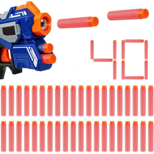 Lot de 40 fléchettes de rechange en mousse pour Nerf N-Strike Elite Series Blasters - Pour l'extérieur - Pour la famille - Rouge