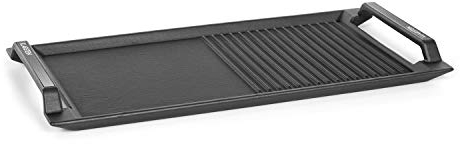 Klarstein Delicatessa - Grill Pan, Grill Plate for Induction Hobs, Accessories, Hob: 43.5 x 23 cm, Half & Half: Frying Plate and Grill Ribs, Non-Stick Coating for Easy Cleaning, Iron, Black