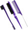 Geiserailie 3 Pcs Slick Back Hair Brush Set Bristle Brush Edge Control Teasing Comb for Women Black Hair(Purple)