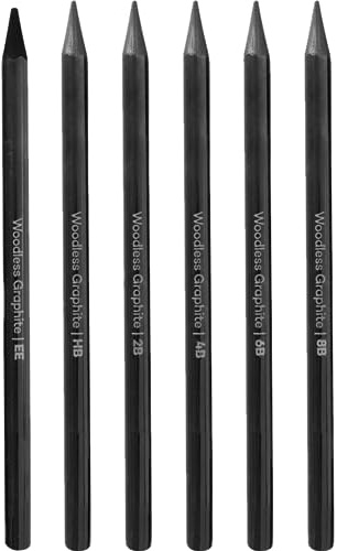 Casiler Crayons De Graphite Sans Bois 6pcs Set, Bâtons De Charbon De Charbon De Bois Dessin Crayon Crayon HB 2B 4B 6B 8B EE Pour Étudiants