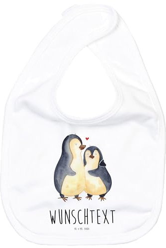 Mr. & Mrs. Panda Personalisiertes Babylätzchen Pinguine Einschlafen - Personalisierte Geschenke, Partner, Ehefrau, Geschenk für Frauen, Klettlätzchen