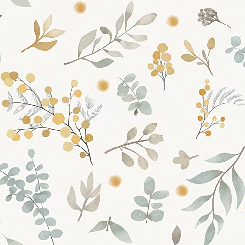 CiCiwind Carta da parati autoadesiva con fiori beige, 39 cm x 10 m, per mobili, autoadesiva, autoadesiva, rimovibile, per soggiorno, camera da letto, cucina
