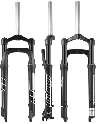 BOLANY Fat Tire MTB Federgabel, 20/26 x 4,0 Zoll 1 1/8 Zoll Gerader Schaft 100 mm Federweg 135 mm Nabenabstand Manuelle Sperrung 9 mm QR Ölfeder Vordere Gabeln für Schnee Strand XC Mountainbike