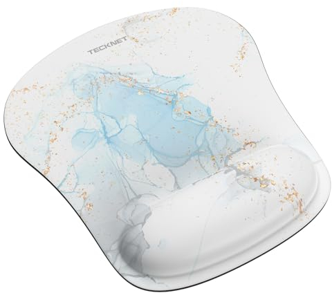TECKNET Mouse Mat with Memory Foam Rest -Non-Slip Rubber Base- Special-Textured Water-Resistant Surface